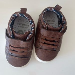 Stride Rite Brown Faux Leather Sneakers (6-12 Months)